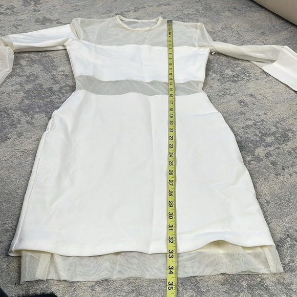 Israella Kobla Mutu Dress Mini Sheer Mesh White Long Sleeve Bridal Bachelorette - Picture 10 of 14